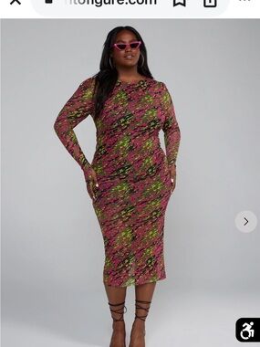 Fashion to Figure Plus Size Mesh Camo BodyCon Dress
